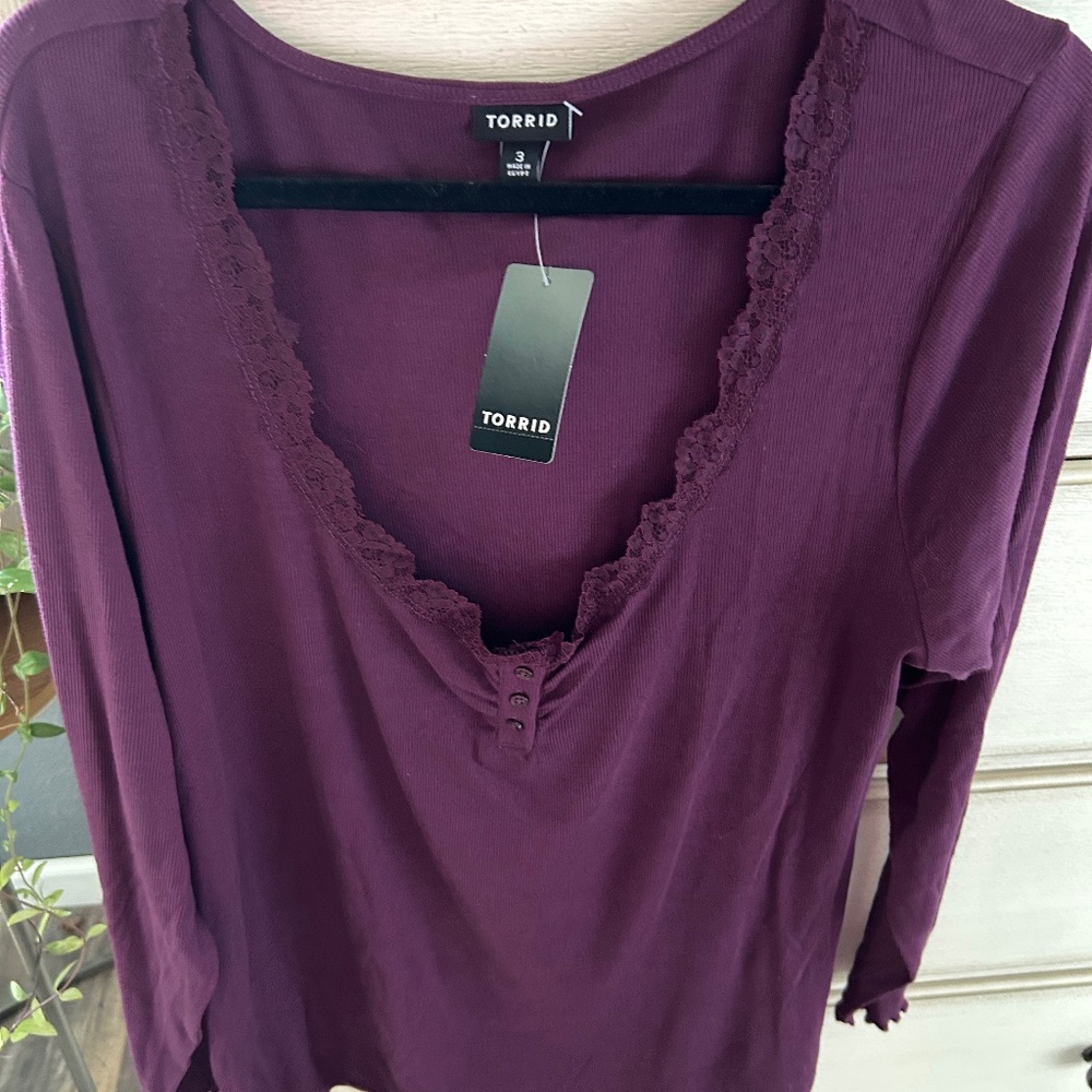 Torrid Long Sleeve Henley Plum 2x